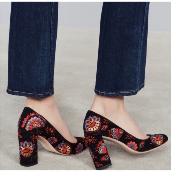 Loeffler Randall Sydnee Suede Embroidered Pumps - Picture 1 of 8
